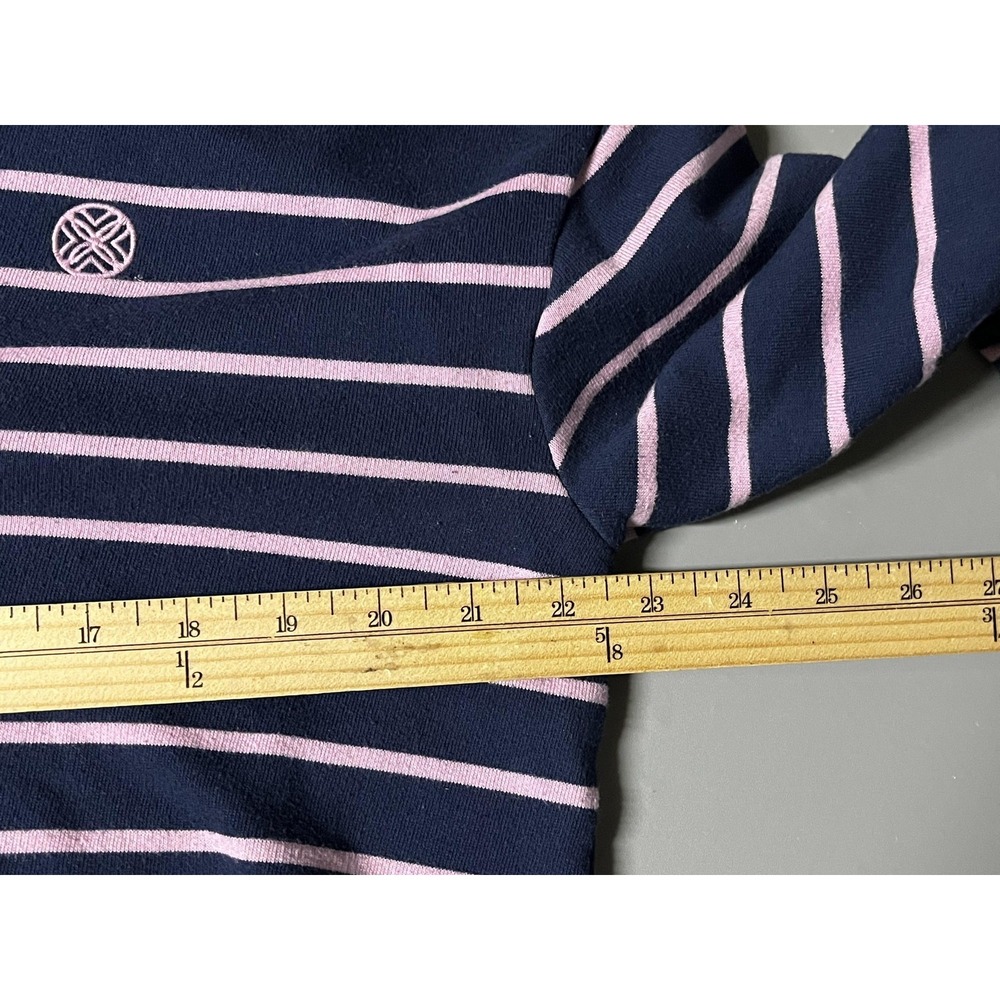 Lilly Pulitzer Sweater Womens XL Blue Stripe Collared V Neck Pullover Knit Top - Picture 8 of 9